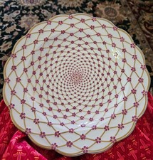 One (1) Haviland Limoges Porcelain Plate, Ruby Red & Gold, 40th Ruby Anniversary picture