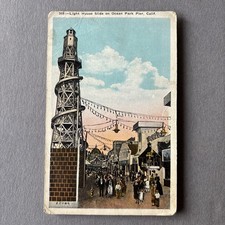 CA POSTCARD Light House Slide Ocean Park Pier antique Unposted White Border picture