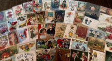 Lot of 60~1900s~Holiday Greeting Postcards~Xmas~Easter~Valentine~Santa~etc.~s632 picture