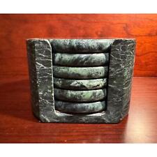 Studio Nova Marble Cork Backed Drink Coasters with Holder 6 Heavy Green picture