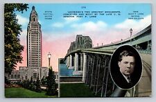 Louisiana's Senator Huey P. Long Vintage Unposted Circa 1935 Linen Postcard picture