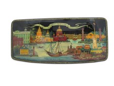 Russian SAINT PETERSBURG Kholuy Style Hand Painted Panoramic Lacquer Box Signed picture
