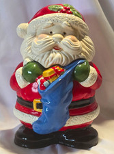 Vintage J.I.C Claus Ceramic Christmas Cookie Jar w/ Lid 12