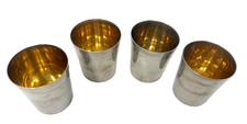 Vintage Set of Non-Magnetic Silver-Plate Beakers w/ Gilt Interior picture
