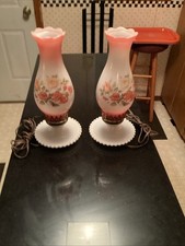 Vintage Crownreative Industries Hostess  Hurricane Lamp  13.5 in Frosted Glass picture