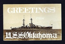 Early 1900's RPPC WWI U.S. U.S.S. Oklahoma (BB-37) Ship-Issued Sailor Mail picture