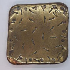 Antique Burmese Hammered Copper Trivet Square Primitive Decor picture
