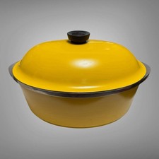 Rare Vintage Club Aluminum Canary Yellow Oval Roasting Pan Pot with Ring Bottom picture