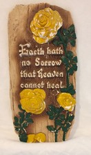 VTG Chalkware Wall Hanging Plaque With Yellow Roses 13x6.5x.5
