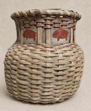 Vintage Buffalo Woven Basket Handwoven Rustic Storage Primitive Folk Art Decor picture
