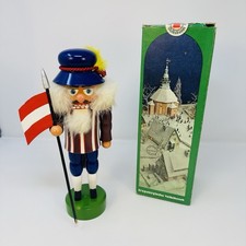 Vintage GDR Erzgebirge Nutcracker Austrian Flag Bearer Rothenthal Original Box picture