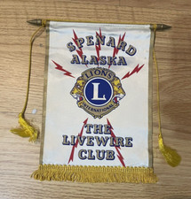 Vintage Lions Club Banner Flag Spenard Alaska Livewire Club picture