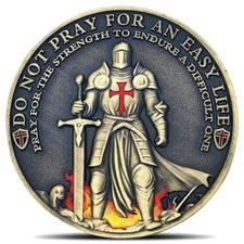 Knights Templar Christian Warrior Challenge Coin - Pray for Strength to Endur... picture