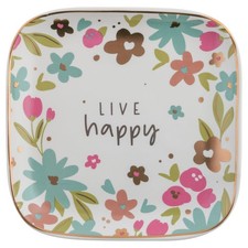 Karma, Flora Square Trinket Tray Large Live Happy picture