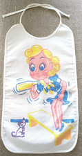 Vintage 50s Cartoon Woman Life Of The Party Adult Bib By Baker-Lockwood Mfg Co picture