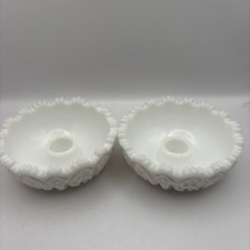 Vintage Pair of Milk Glass Candleholders for Taper Candles  picture