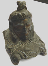Antiqe 1800s-1900s Native American Indian  Metal Inkwell.Heavy picture