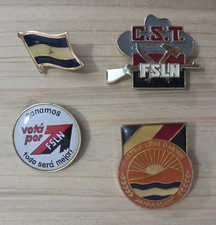 Set of 3 Vintage Nicaragua CST FSLN Sandinista Pins and 1 Flag Pin picture