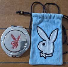 Playboy Two Sided Bunny Head Logo Pocket Mirror Vintage W/Pouch picture