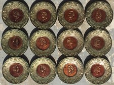 (12) Antique Composer Collectible Brass/Copper Plates BEETHOVEN MOZART England picture