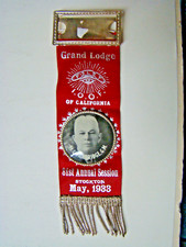 IOOF Grand Lodge Name Tag Ribbon H.L. Partridge G.M. Photo 1933 Stockton CA picture