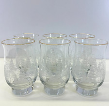 Vintage Libbey Arby's Winter Wonderland Glasses Gold Rim Set of 6 Christmas picture