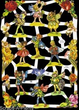 German Embossed Vintage Style Scrap Die Cut - Adorable Pixie Fairies     EF7215 picture