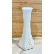 Vintage 1970s E.O Brody Co Fading Hobnail Milk Glass Bud Vase 6