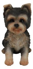 Adorable Lifelike Pet Pal Sitting Yorkie Terrier Puppy Home Decor Figurine picture
