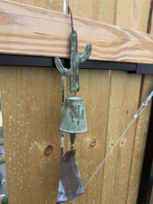 Vintage Brutalist Bronze Saguaro Cactus Wind Bell Chime Soleri Ursutz Style 18