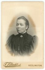 CIRCA 1890'S CABINET CARD Stern Woman Victorian T. Blacklock Bedlington England picture