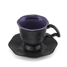 Starbucks 2025 New China Halloween Flowers Black Coffee Mug With Coaster 265ml picture