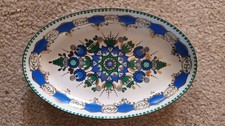 Vintage ARIA Austrian Porcelain Trinket Dish Hand Decorated Gilt Blue Green picture