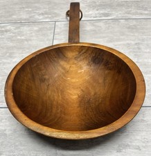 VINTAGE MORT MARTON ADIRONDACK HAND CRAFTED WOOD BREAD BOWL HANDLED 8” picture