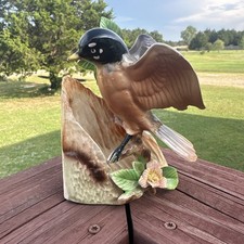 VTG Perched Bird Porcelain Figurine Trimont Ware Japan 5 1/2 In Tall picture