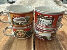Vintage TABASCO Brand Oyster Gumbo Soup Bowl Mugs Set of 4 Japan picture