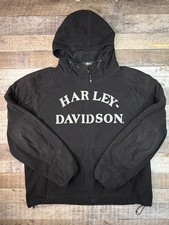Harley-Davidson Men's XL Black Full Zip Fleece Jacket Big Logo Skull Mesh Lined picture