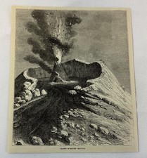 1877 magazine engraving ~ CRATER OF MOUNT VESUVIUS, Italy volcano picture