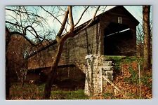 Meems Bottom VA-Virginia, Old Covered Bridge, Shenandoah River Vintage Postcard picture