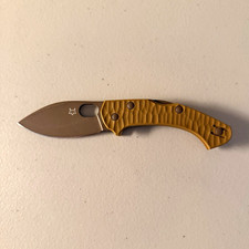 Fox Zero 2.0 Desert Warrior Beige Aluminum Plain Drop Point Manual Frame Lock picture