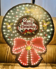 VTG 1990s “True to Nature” Lighted Chip Board Christmas Holiday Wreath 22x27” picture