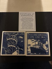 Vintage Holland-America Line Ceramic Tile Coaster Set One Ship One Crows Nest picture