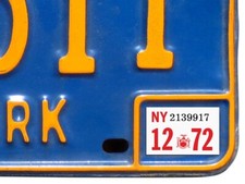 1972 New York Registration, License Plate Sticker, YOM, NY, Tag, DMV picture
