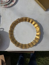 Antique Hand Painted Limoges Coiffe Gold Gilt Scalloped Dish Plate ..., picture