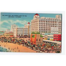 Vintage 1940 Long Beach California The Pike Band Shell Linen Postcard VG- picture
