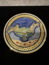 Vintage Italian Ceramic Mosaic-like Doves Of Pliny Motif picture