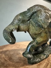 Rare James Tandi Signed Verdite Elephant Sculpture – 8.5