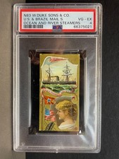 U.S. & Brazil Mail S. 1887 N83 W. Duke Sons & Co. Ocean & River Steam PSA 4 USA picture