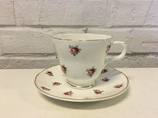 Crown Trent China English Porcelain Cup & Saucer w/ Floral & Gold Decoration picture