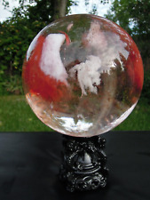 8 LB Natural Red Smelting Quartz Crystal Sphere with Free Stand. (SUPERB) picture